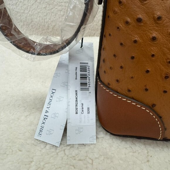 DOONEY & BOURKE - Shoulder Bag Purse in Caramel Italian Leather Ostrich NEW $268 - Picture 5 of 9